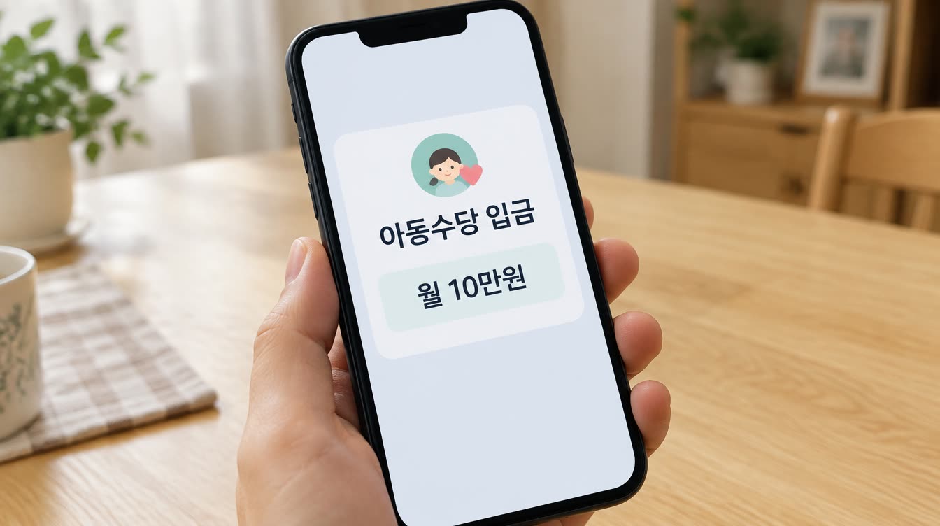 아동수당 10만원과 지역지원금이 통장에 입금된 화면