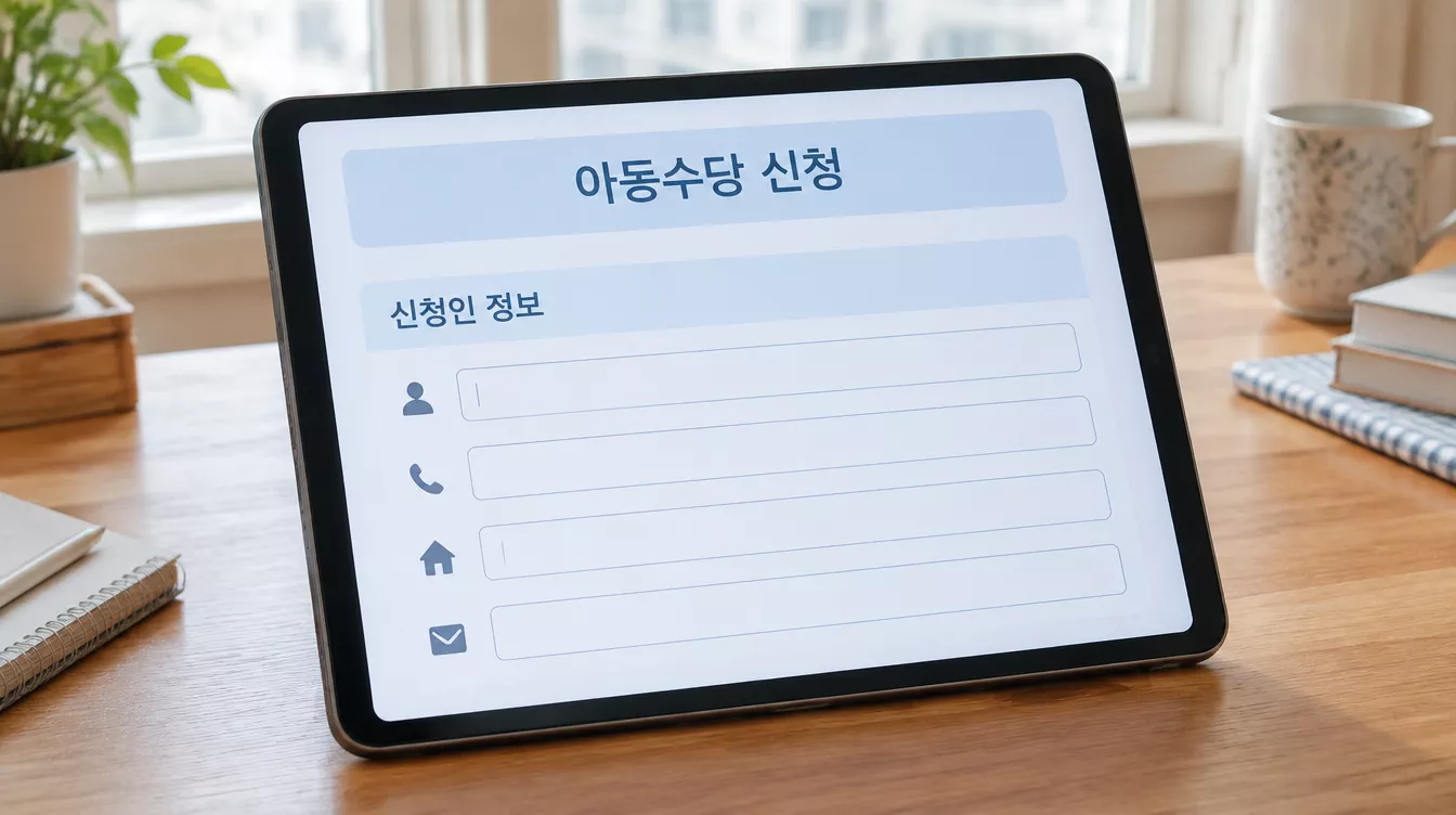 아동수당 신청 폼이 표시된 정부 포털 앱 화면