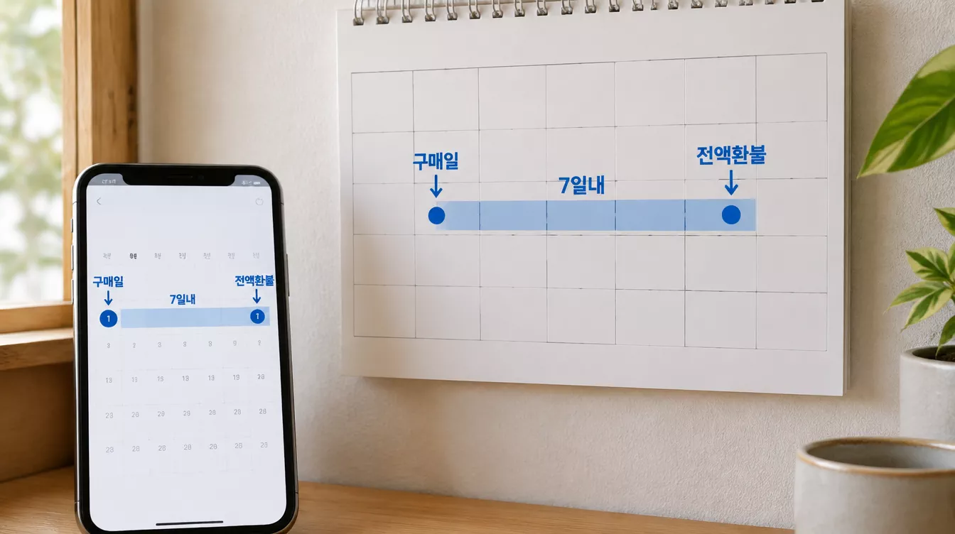 인터넷 예매 후 7일 이내에 취소하면 전액 환불되는 기간을 표시한 캘린더